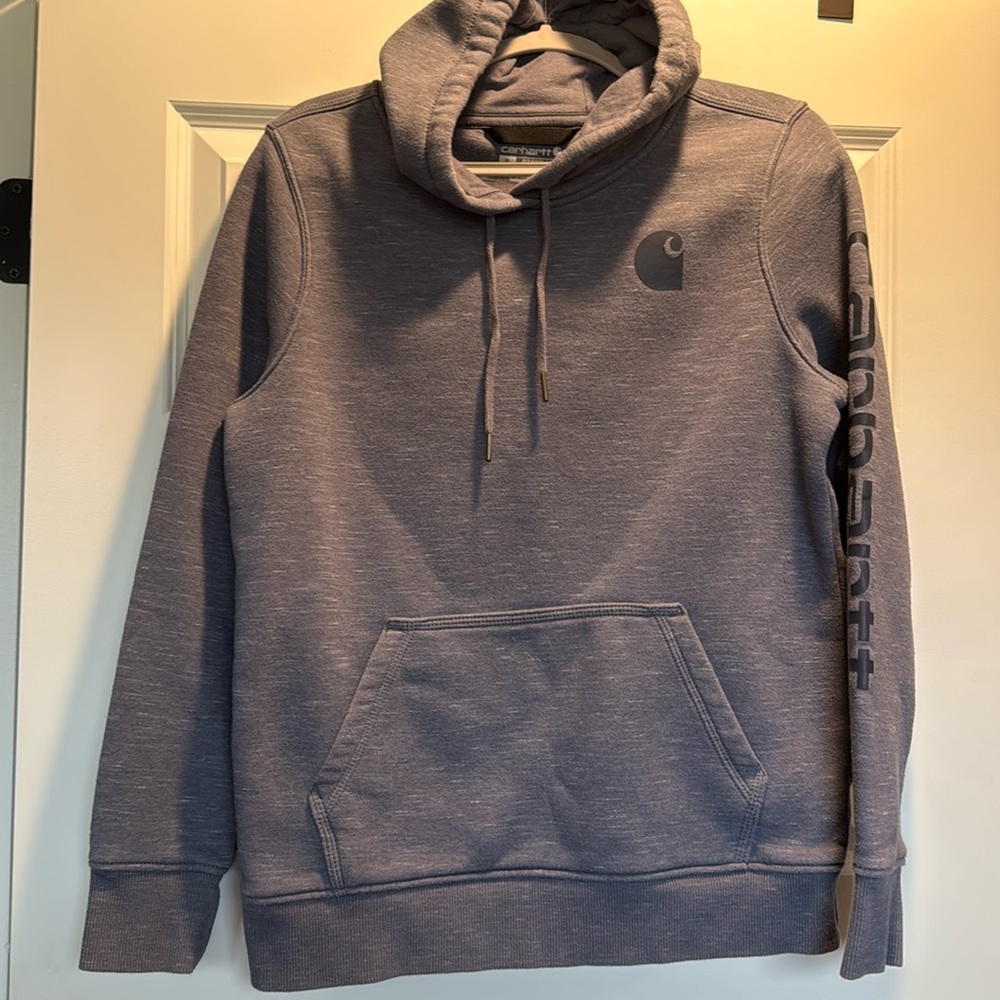 Carhartt women’s medium used blue hoody relaxed fit pullover sweatshirt